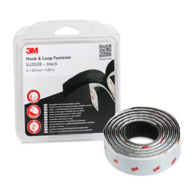 3M Hook & Loop, samolepicí suchý zip, 25 mm x 1,25 m, černá
