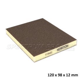 Brusná houba oboustranná Norton, 120 x 98 x 12 mm, Fine, žlutá