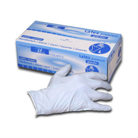 Latexové jednorázové rukavice, nepudrované, nesterilní, bílé, 100 ks