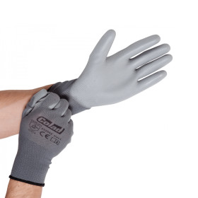 Polyesterové pracovní rukavice, velikost L, šedé