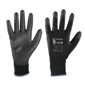 Pracovní rukavice Brita Black, máčené v polyuretanu, černé, 1 pár