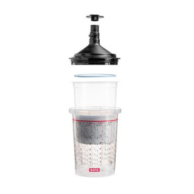 Sada kelímků SATA LCS 850 ml s víčky a sítky 200 µm, 50 ks