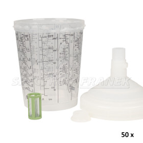 Sada kelímků SATA RPS 300 ml s víčky a sítky 200 µm, 50 ks