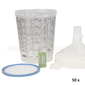 Sada kelímků SATA RPS 300 ml s víčky a sítky po 50 ks, různá sítka