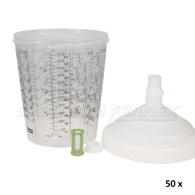 Sada kelímků SATA RPS 600 ml s víčky a sítky 200 µm, 50 ks