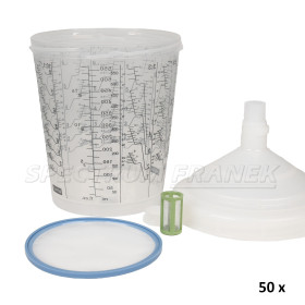 Sada kelímků SATA RPS 600 ml s víčky a sítky po 50 ks, různá sítka