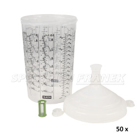 Sada kelímků SATA RPS 900 ml s víčky a sítky 200 µm, 50 ks