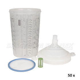 Sada kelímků SATA RPS 900 ml s víčky a sítky po 50 ks, různá sítka