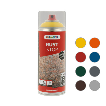 DUPLI-COLOR 4v1  sprej Rust Stop satén,  ochrana proti korozi 400 ml, různé barvy