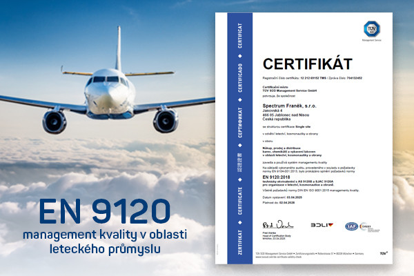 S certifikací EN 9120 míříme výš - do světa letectví a kvality.