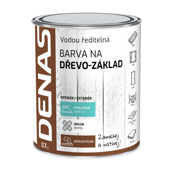 Denas základní barva na dřevo, bílá 0,7 kg