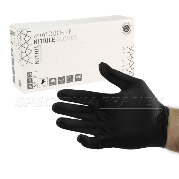 Nitrilové jednorázové rukavice, nepudrované, nesterilní, černé, 100 ks