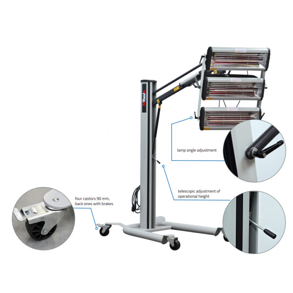 Infrazářič NTools FDS 3300, 3 x 1,1 kW na sušení laků